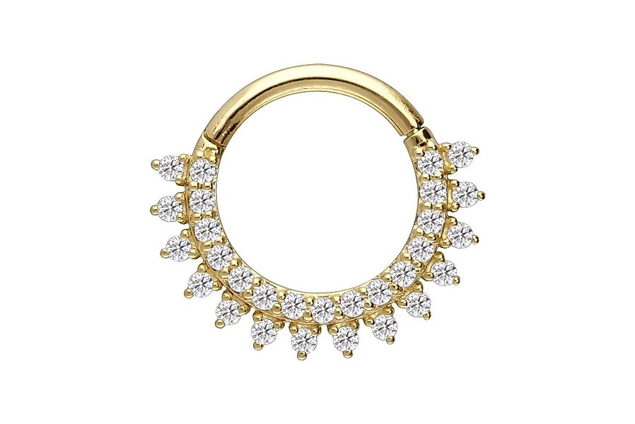 PIERCINGLINE Nasenpiercing 14/18 Karat Gold Segmentring Clicker EINGEFASSTE günstig online kaufen