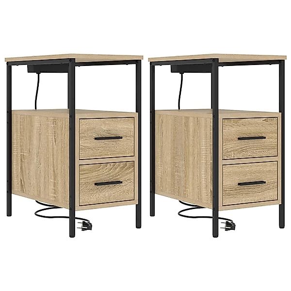 vidaXL Nachttisch 2 Stk Sonoma-Eiche 30 x 48 x 61 cm Holzwerkstoff 859413 günstig online kaufen