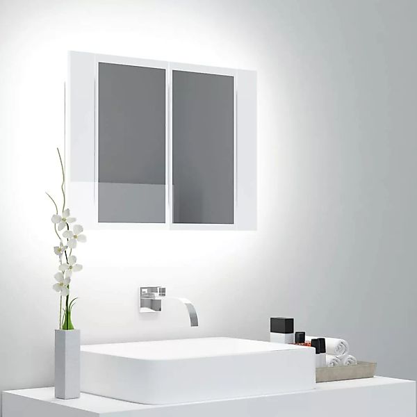 Led-bad-spiegelschrank Hochglanz-weiß 60x12x45 Cm günstig online kaufen