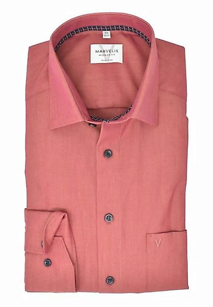 MARVELIS Businesshemd Businesshemd - Modern Fit - Langarm - Einfarbig - Rot günstig online kaufen