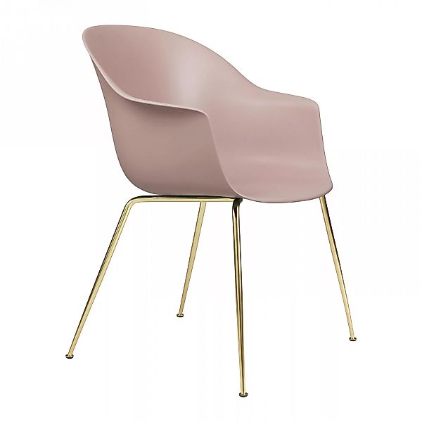 Gubi - Bat Dining Chair Gestell Messing - sweet pink/Sitzschale Polypropyle günstig online kaufen