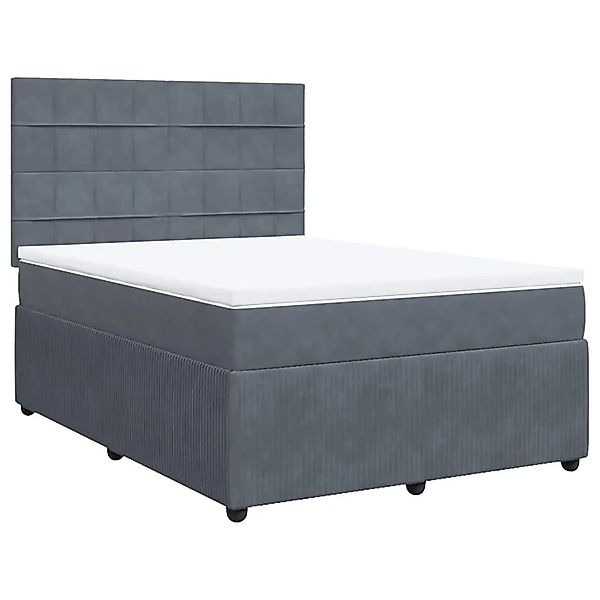 vidaXL Boxspringbett mit Matratze Dunkelgrau 140x200 cm Samt 3294659 günstig online kaufen