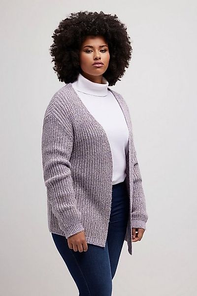 Ulla Popken Strickjacke Strickjacke Metallic-Effekt Oversized Patentstrick günstig online kaufen