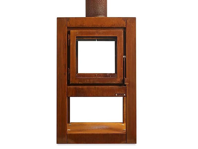 Quaruba Terrassenkamin Corten-Stahl Mit Rollen L 4 Seiten Glas günstig online kaufen