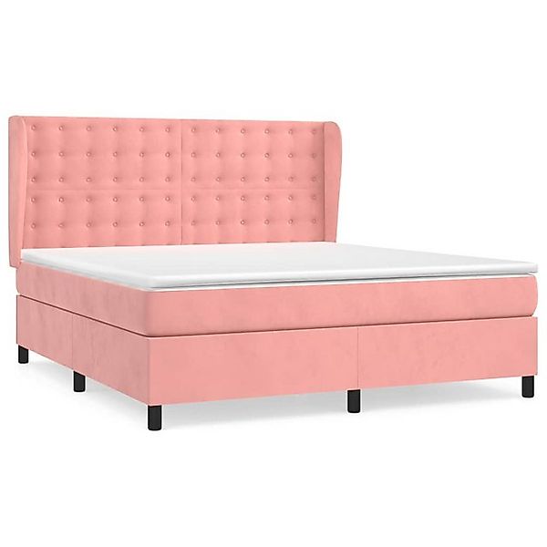 vidaXL Boxspringbett, Boxbett mit Matratze Rosa 160x200 cm Samt günstig online kaufen