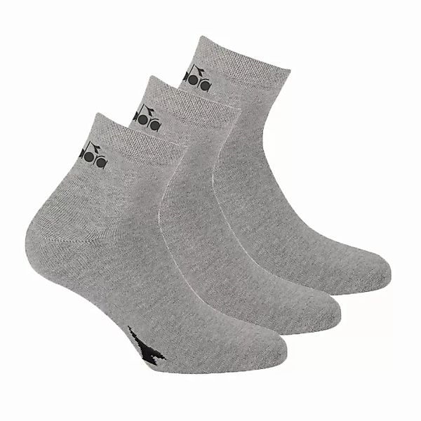 Diadora Unisex Socken - 3er Pack, Quarter, Logo Grau 39-42 günstig online kaufen