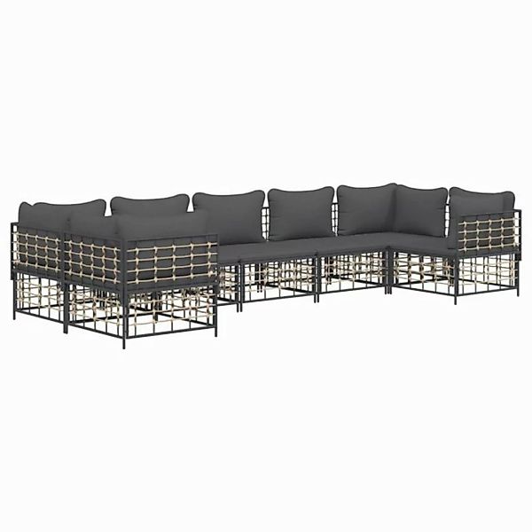 Vidaxl 7-tlg. Garten-lounge-set Mit Kissen Anthrazit Poly Rattan günstig online kaufen