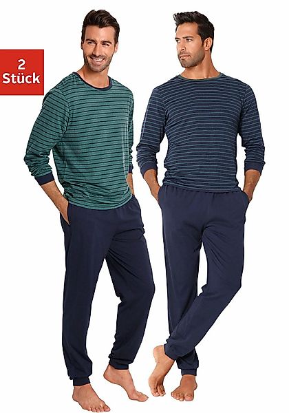 le jogger Pyjama Packung, 2 Stück, 4 tlg. Schlafanazug lang im Streifendesi günstig online kaufen