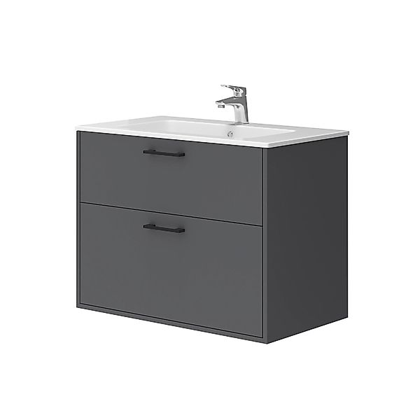 Vicco Badmöbel-Set Lanco Anthrazit 80 x 62 cm mit Waschbecken günstig online kaufen