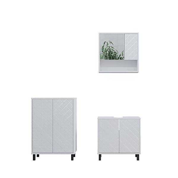 Vicco Badmöbel-Set Agasta, Weiß Hochglanz, 3 günstig online kaufen