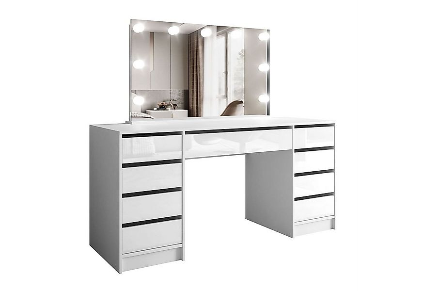 ALLHOUSE24 Schminktisch MAYA mit Spiegel und LED Beleuchtung Glanz Kosmetik günstig online kaufen