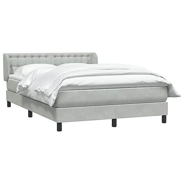 vidaXL Bett Boxspringbett mit Matratze Hellgrau 160x220 cm Samt günstig online kaufen