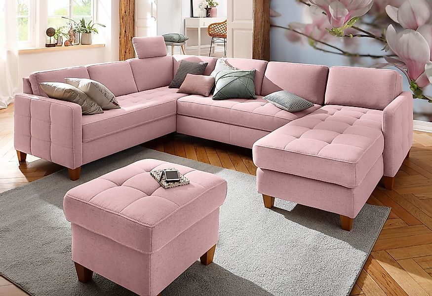 Home affaire Wohnlandschaft "Earl U-Form" wahlweise auch mit Bettfunktion o günstig online kaufen