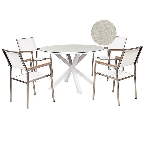 Beliani Gartentisch Set MALETTO/GROSSETO Taupe günstig online kaufen