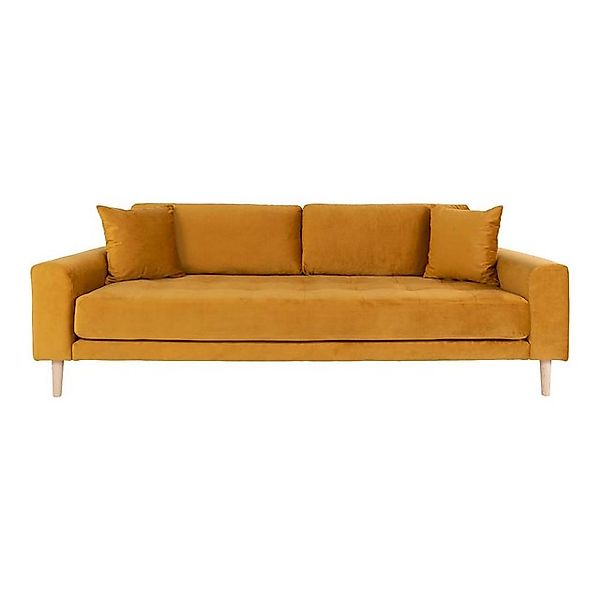 House Nordic 3-Sitzer Lido, in Senfgelb, Velour - 210x76x93cm (BxHxT) günstig online kaufen