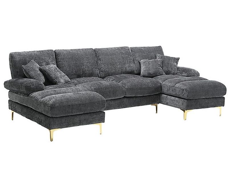 SeedWave Big-Sofa U-förmiges Sofaset mit beidseitigen Ottomans, Chenille-Be günstig online kaufen