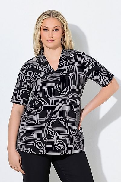 Ulla Popken T-Shirt T-Shirt grafischer Druck Kelchkragen Halbarm günstig online kaufen