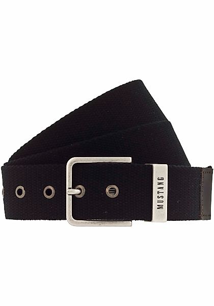 MUSTANG Stoffgürtel Schließe mit Used-Look, Schlaufe mit Logoschriftzug günstig online kaufen
