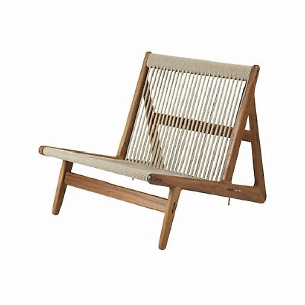 Lounge-Sessel MR01 Initial OUTDOOR holz natur Holz & Seil / Iroko - Gubi - günstig online kaufen