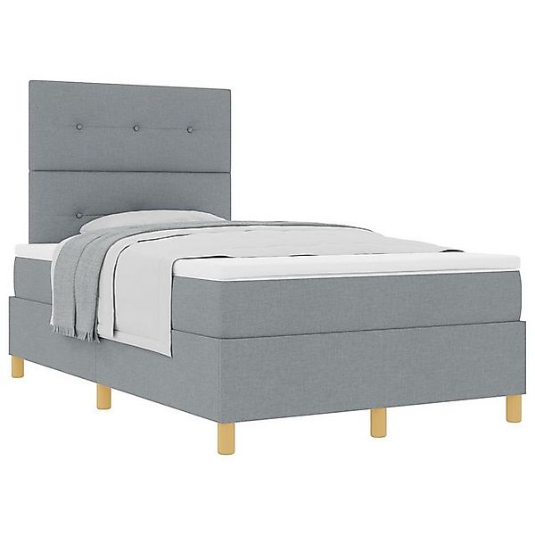 vidaXL Bett Boxspringbett mit Matratze Hellgrau Klein-Doppel-Stoff (1-tlg) günstig online kaufen