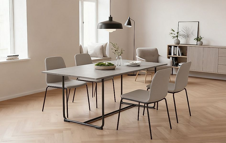 B&D home Esstisch LIO, Metallgestell schwarz oder weiß, ausziehbar, 4-6 Per günstig online kaufen