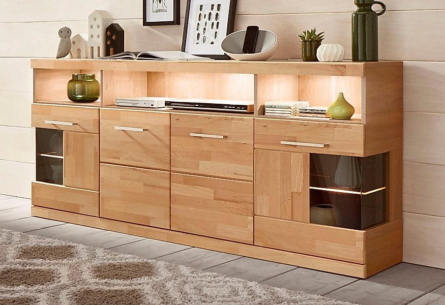 OTTO home Sideboard RIBE20 Fronten massiv,Korpus Melamin, 2 Türen mit Glase günstig online kaufen