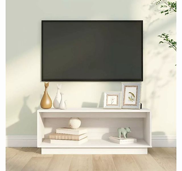 furnicato TV-Schrank Weiß 90x35x35 cm Massivholz Kiefer günstig online kaufen