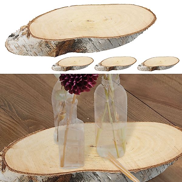 CEPEWA Dekoteller Baumscheibe Holzscheibe Birke 4er günstig online kaufen