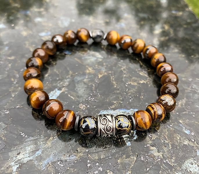NAHLE Armband Naturstein Tigerauge Perlenarmband Partnerarmband günstig online kaufen