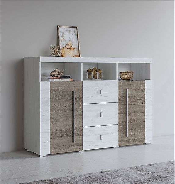 INOSIGN Sideboard Roger,Breite 132cm, stilvolle Schrank, 2 Holztüren 3 Schu günstig online kaufen
