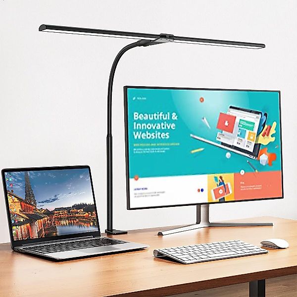 oyajia Schreibtischlampe Dimmbar LED Schreibtischlampe,80cm Doppelkopf günstig online kaufen