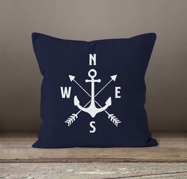 MoonWorks Dekokissen Maritimer Kissen-Bezug Anker Kompass günstig online kaufen