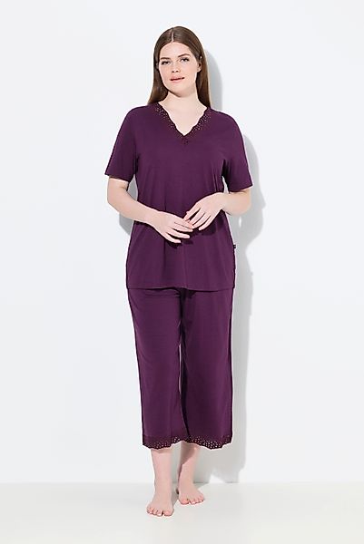 Ulla Popken Pyjama Pyjama Lochstickerei Halbarm günstig online kaufen