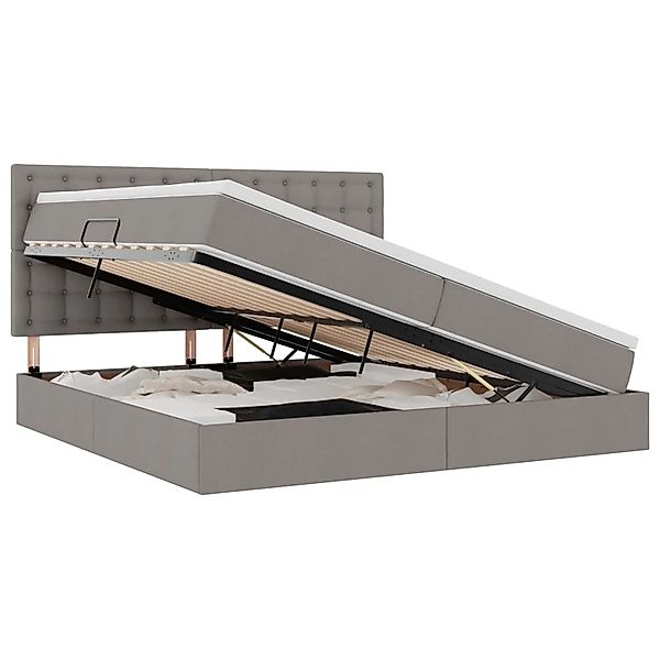vidaXL Stauraumbett mit Matratze Taupe 200 x 200 cm Kunstleder 3371931 günstig online kaufen