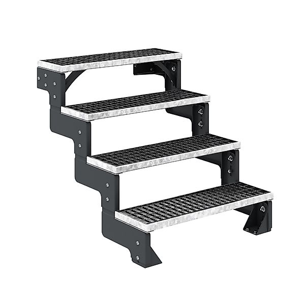 Dolle Außentreppe Gardentop Anthrazit 4 Gitterroststufe 100 cm Ohne Gelände günstig online kaufen