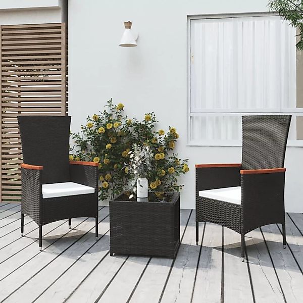 Vidaxl 3-tlg. Garten-lounge-set Schwarz Poly Rattan & Stahl günstig online kaufen