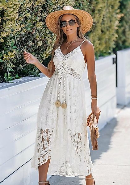 Cupshe Strandkleid Ditsy Slip-Kleid mit V-Ausschnitt und Schnürung Rüsche, günstig online kaufen