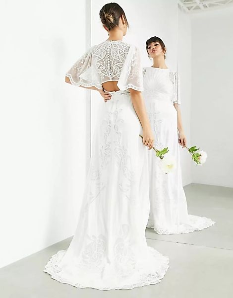 ASOS EDITION – Savannah – Brautkleid mit Vintage-Stickerei und Flatterärmel günstig online kaufen