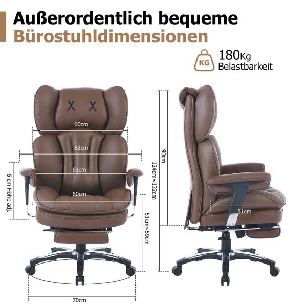 EFOMAO Bürostuhl mit hoher Rückenlehne, Breiter günstig online kaufen