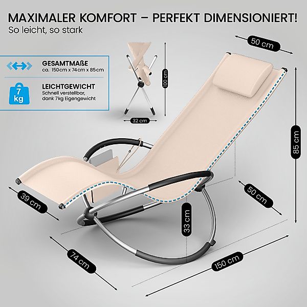 Relax-Schaukelliege inkl. Seitentasche Grau-kariert Ohne Auflage günstig online kaufen