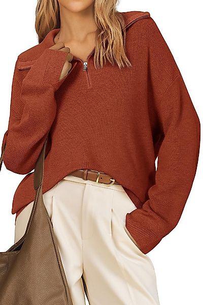 Arach&Cloz Strickpullover Pullover Damen Wolle Blend Langarm Elegant Halber günstig online kaufen