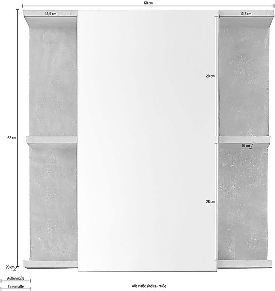 trendteam Spiegelschrank "Nano", Spiegelschrank mit 4 Einlegeböden - (B/T/H günstig online kaufen