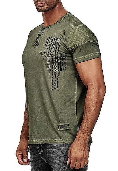 R-NEAL T-Shirt T-Shirt Verwaschen mit Knopfleiste und Seitlichem Aufdruck S günstig online kaufen