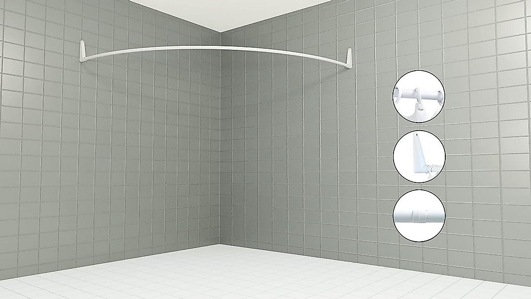 Erica Duschvorhangstange Duschstange Ecke 140x140 cm, Wandmontage, ohne Dec günstig online kaufen