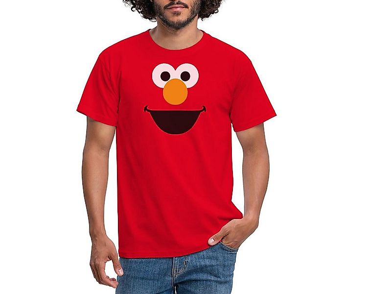 Spreadshirt T-Shirt Sesamstraße Elmo Gesicht Kostüm Karneval Männer T-Shirt günstig online kaufen