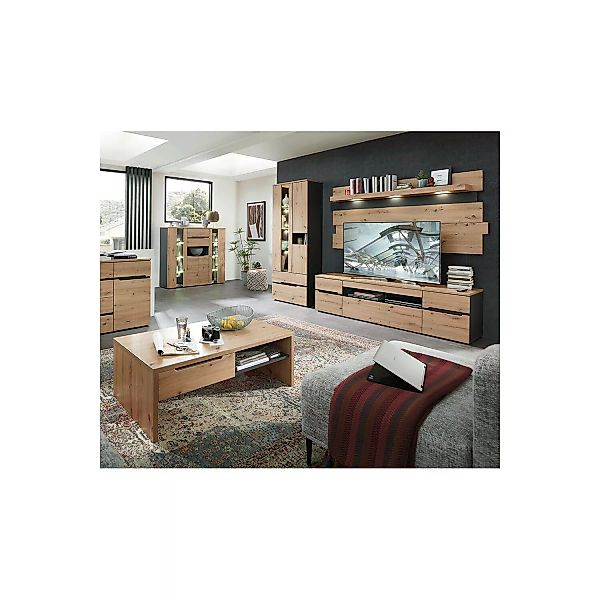 Wohnzimmer Set inkl. Couchtisch MANRESA-36 in Artisan Eiche Nb. mit Graphit günstig online kaufen