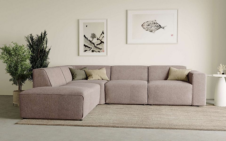 andas Ecksofa "Noord mit Kedernaht, Breite 282 cm, L-Form" Webstoff, mit We günstig online kaufen