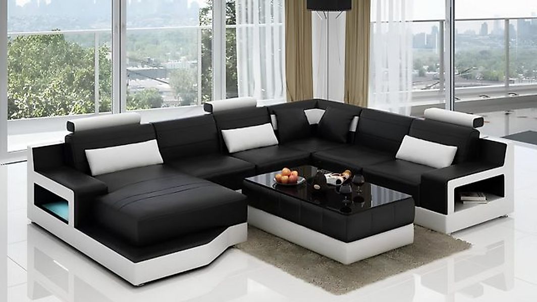 Xlmoebel Ecksofa Ecksofa aus Leder in U-Form Wohnlandschaft Designer-Sofa M günstig online kaufen