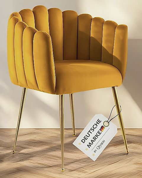 Qiyano Esszimmerstuhl Polsterstuhl Samt Orange - Komfortables Design, Pfleg günstig online kaufen