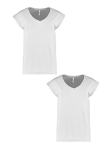 HaILY’S T-Shirt 2er-Set V-Ausschnitt Kurzarm Basic Sommer (2-tlg) SS M TP P günstig online kaufen